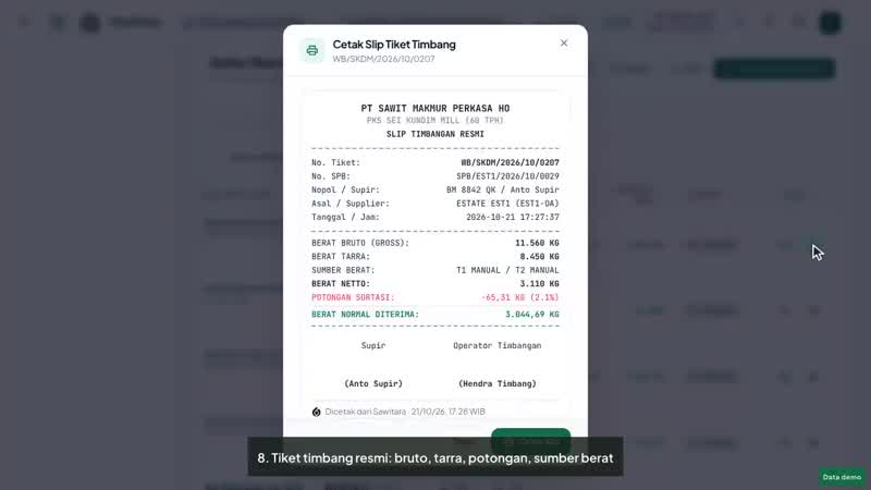 Cuplikan video tutorial Sawitara Mill · Pabrik Kelapa Sawit
